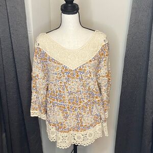 Solitaire Orange and Cream Lace Blouse